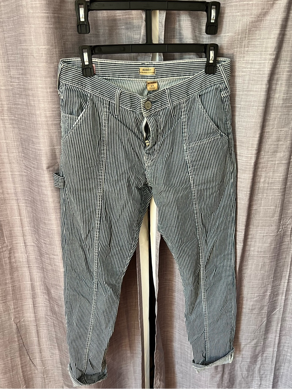 True Religion Striped Carpenter Pants - Blue & White